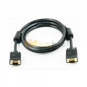 Male to Male D-Sub SVGA 14 Pin Straight Connector Cable Black Golden