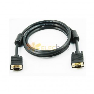 Male to Male D-Sub SVGA 14 Pin Straight Connector Cable Black Golden