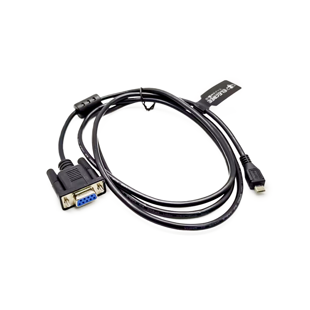 Micro-USB 公头 转 D-sub 9芯 直式母头 接串口线 1.5米