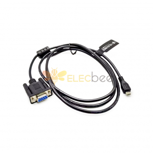 Micro-USB オス - D-Sub 9 ピン メス ストレート コネクタ、シリアル ケーブル 1.5M 付き