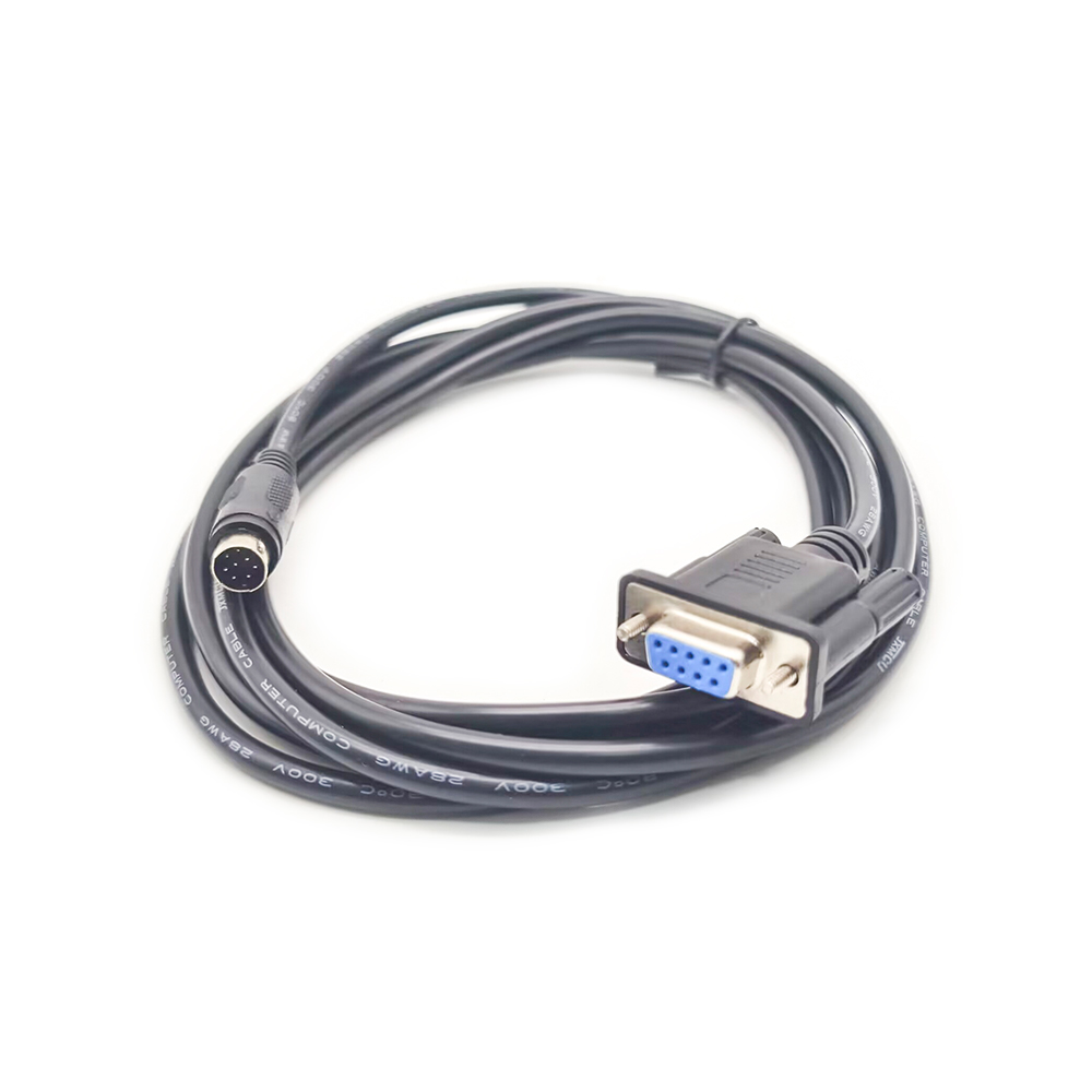Mini Din 8-Pin Male Straight To DB9 Female Cable 1M
