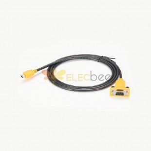 Mini USB 转RS232串行适配器RS232 DB9母头转换电缆1米