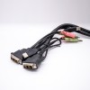多链路DVI电缆DVI-D18+5针转接USB和音频线1M黑色