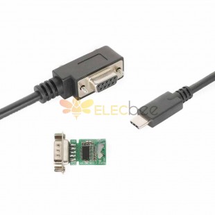 RS232 DB9 - USB 3.1 C Seri Kablo D-sub 9pin Dişi Sağ Açılı - Tip C, Düz Erkek