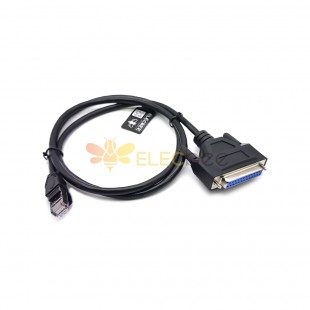 Serial Crossover Cable Adapter DB25 Female To RJ45 Male 1M