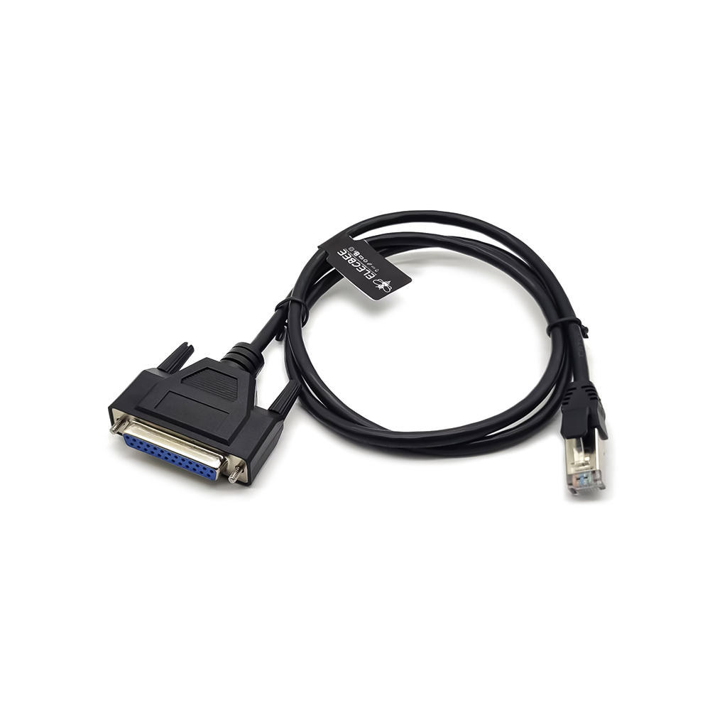 Serial Crossover Cable Adapter DB25 Female To RJ45 Male 1M