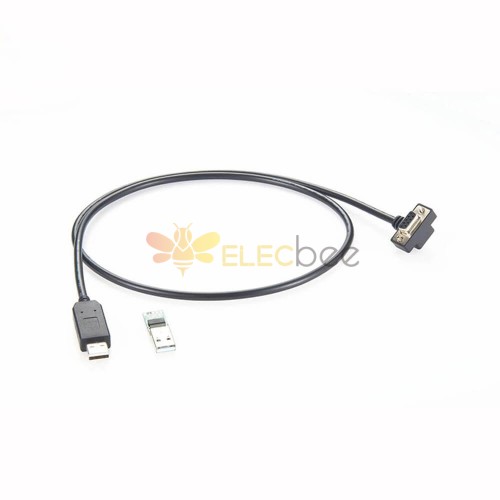 USB reto macho para DB RS232 9 pinos fêmea tipo ângulo reto conector com cabo 1M