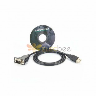 USB 2.0 Male To Serial 9 Pin DB9 Male RS232 Converter Cable 1m