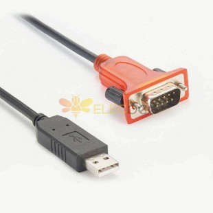 USB 2.0 Type A Male To Serial 9 Pin DB9 Male RS232 Converter Cable Orange 1m