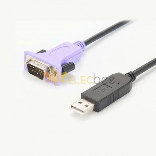 USB 2.0 タイプ A オス - シリアル 9 ピン DB9 オス RS232 変換ケーブル パープル