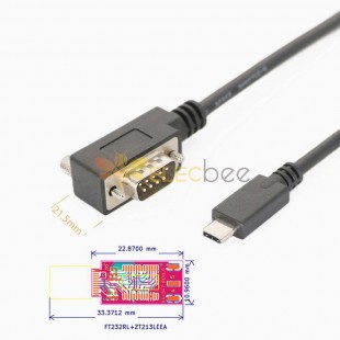 USB 3.1 C MaleTo Rs485 Rs422 DB9 Male Serial Adapter Cable 1M