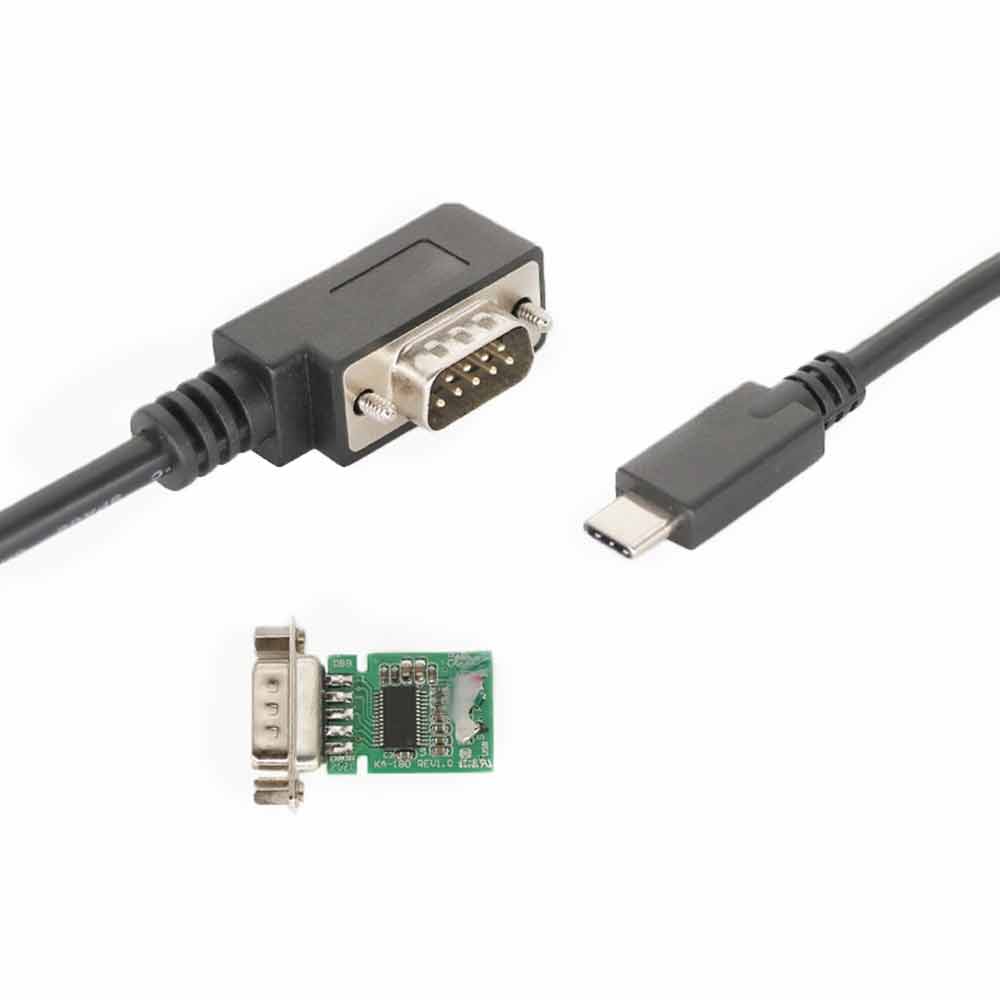USB 3.1 C 转串口 DB9 电缆 RS232 D-sub 9芯 弯式 公头 Type C  直式 公头