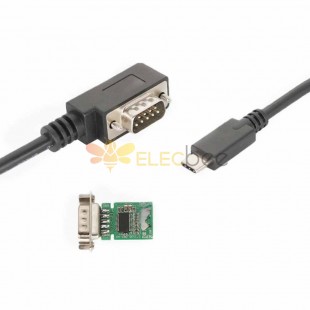 USB 3.1 C 转串口 DB9 电缆 RS232 D-sub 9芯 弯式 公头 Type C  直式 公头
