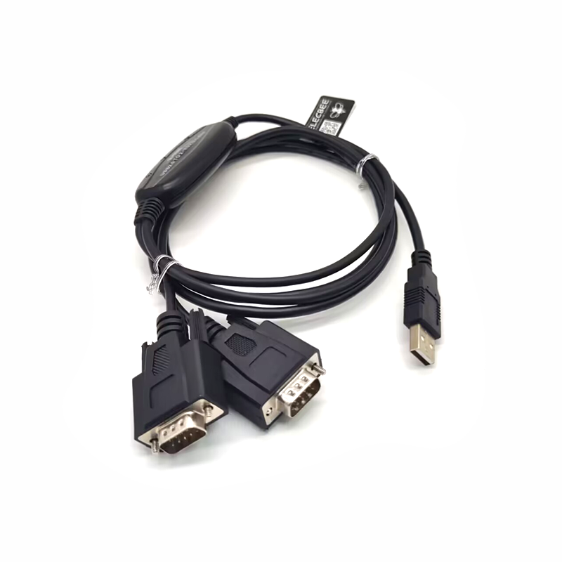 USB A 2.0 To 2 Port DB-9 Port RS232 With Ftdi Chip 0.5M