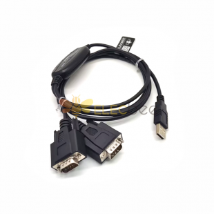 USB A 2.0 To 2 Port DB-9 Port RS232 With Ftdi Chip 0.5M