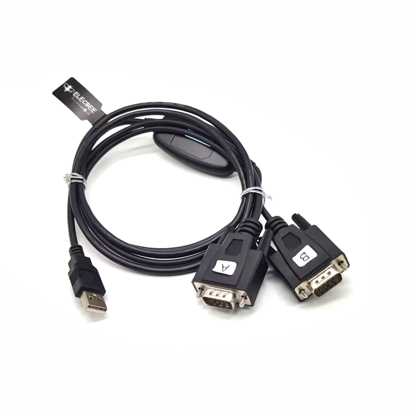 USB A 2.0到2端口DB-9端口RS-232与FTDI芯片线材0.5米