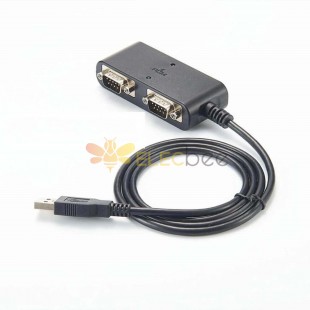 USB A To 2 Port DB9 Male RS232 Hub 1 Meter