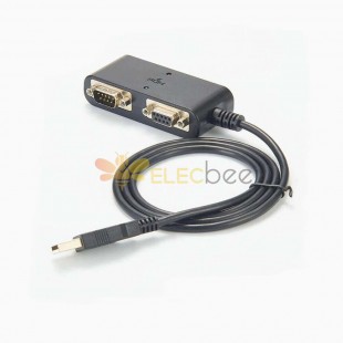 USB A からデュアルポート RS232 シリアル DB9 オスとメスのアダプター ケーブル 1 メートル
