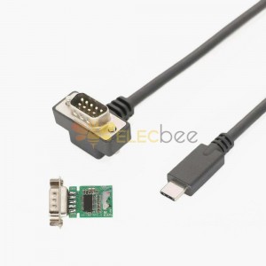 USB C 2.0 macho para ângulo reto serial 9 pinos DB9 macho cabo conversor Rs232 1m