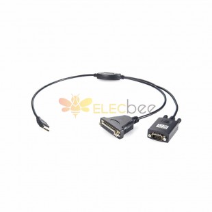 USB-auf-Seriell- und Parallel-Adapter DB9 DB25 D-Sub 9-poliger Stecker gerade auf Typ A, gerader Stecker