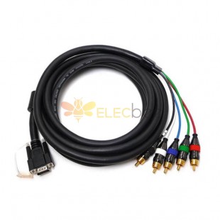 VGA转RGB / HV RCA连接器电缆 HD15公头至5 RCA公头连接器 12英尺长 20pcs