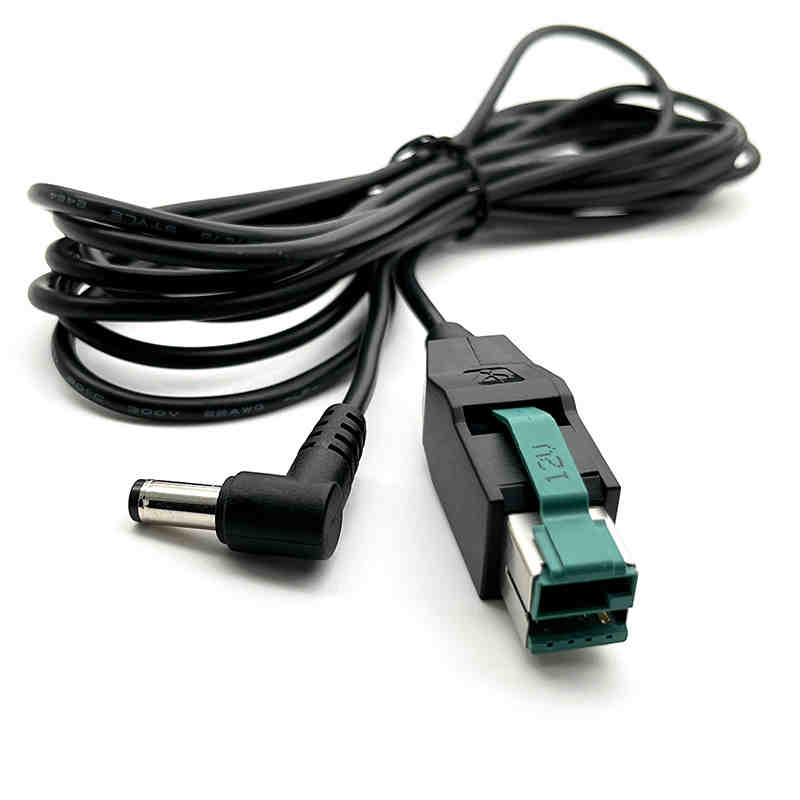 IBM Epson POS Terminal Power Cable POWERED USB 12V to DC5.5 Bent Head 1185 18AWG 1.5 Meters