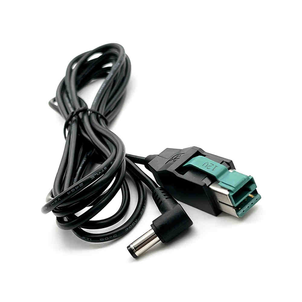 كابل طاقة طرفي IBM Epson POS يعمل بالطاقة USB 12 فولت إلى DC5.5 رأس منحني 1185 18AWG 1.5 متر