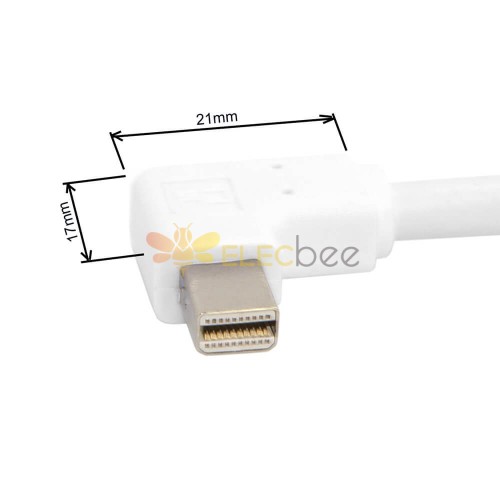 Kabel Mini Displayport Male Light 90 Grad bis Mini Displayport Straight Male 0.5MConnector