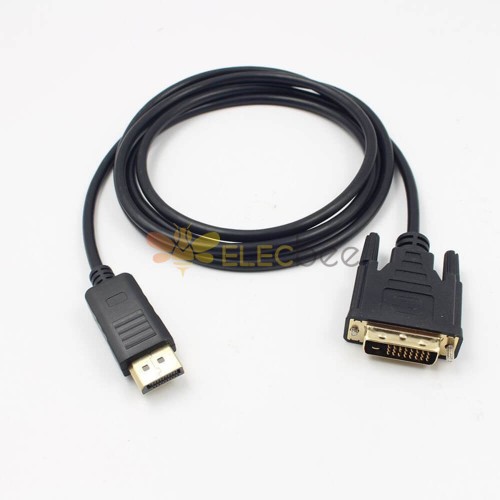 Displayport Masculino para DVI 24 +1 Pin Male 1080p HD Line Screw Lock Cable Adaptador 0,5 m