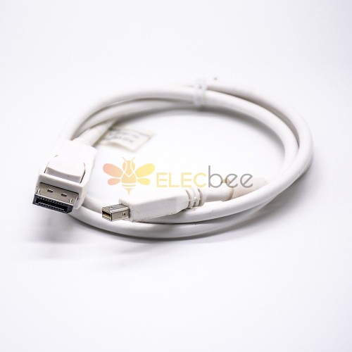 DisplayPort Straight Male to Mini DP Straight Male Overmolded Cable white 1M