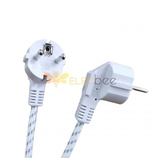 Cable de alimentación de tres clavijas estándar europeo, 1,5 m, 1², ideal para tomas francesas, 16 A, con diseño trenzado
