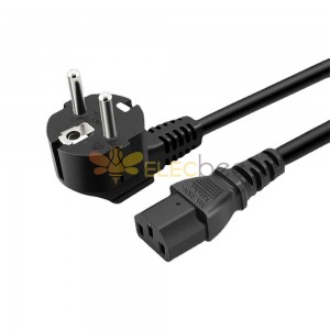 1.5² VDE European Standard Triple-Plug to Locking Plug Tail - 1m 16A Euro Power Cord with C13 Vertical Plug