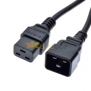 Cable de alimentación estándar europeo C19 a C20 de 2,5² - Venta directa con orificio horizontal C19 y cola marca 16A