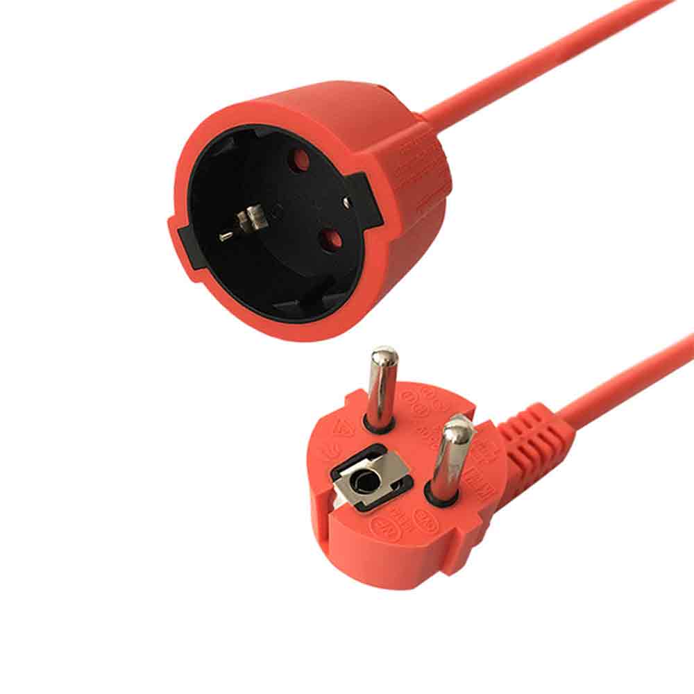 三芯歐規VDE彎頭電源線10A/16A歐規電源插頭線三芯歐規對插電源線
