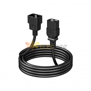 Cable con conector de orificio horizontal C19 a C20 de 16 A, apto para servidores UPC y conectores C19 estándar