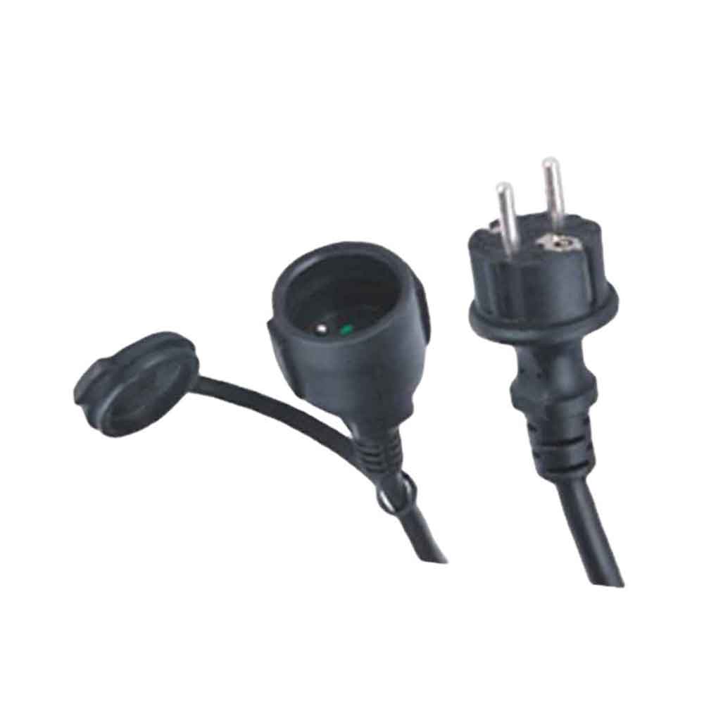 French Plug Power Cord - 16A European Standard Waterproof Tool Plug with 2 pin Pipe Plug