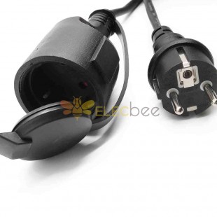 German-Style Waterproof Power Cord - European Standard 3-Core Straight-Head Power Cord with French and German Plugs