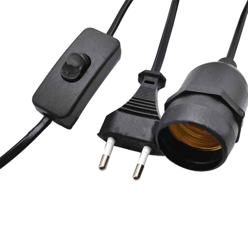 VDE 2-контактный, 1,0², 2,5 А, удлинитель для лампы европейского стандарта с прямой головкой - шнур переключателя 303 европейского стандарта, 2,5 А