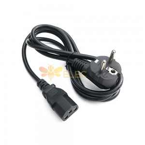 Versatile European Standard Triple-Plug VDE Power Cord, 16A French Plug and 90-Degree French Head