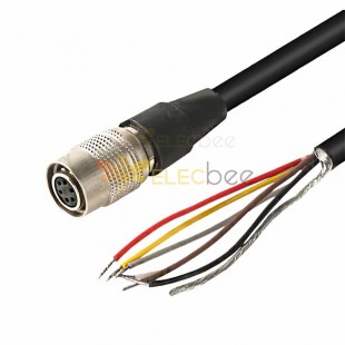 Industrial Camera IO Trigger Cable HR10A-7P-6S - 6 Core Female Single-Sided Cable 1m - Compatible with Hikvision, Basler, Dahua