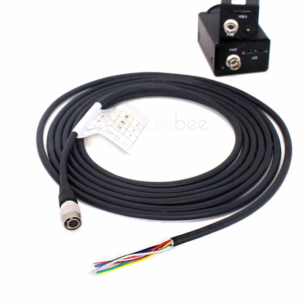 Câble de déclenchement IO et adaptateur secteur HR10A-7P-6S - Câble de caméra industrielle 6P de 2 mètres