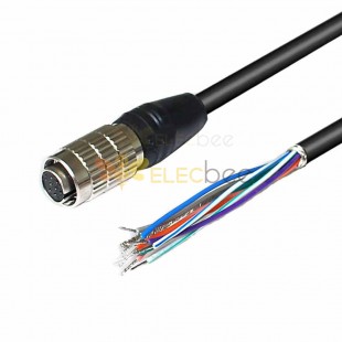High-Flex IO Cable for HR25-7TP-8S Hirose 8-Core Female GigE CCD Industrial Camera Cable 2Meter