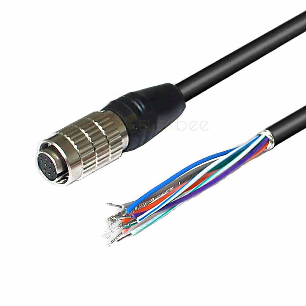 Cable IO de alta flexibilidad para HR25-7TP-8S Hirose hembra de 8 núcleos y adaptador de corriente para cámara industrial GigE CCD Cable de 2 metros