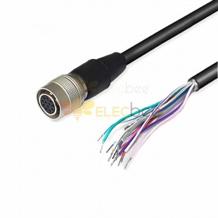 12-adriges IO-Triggerkabel für Industriekameras – kompatibel mit HR10A-10P-12S Hirose-Kabel mit Netzteil – 5 Meter Länge
