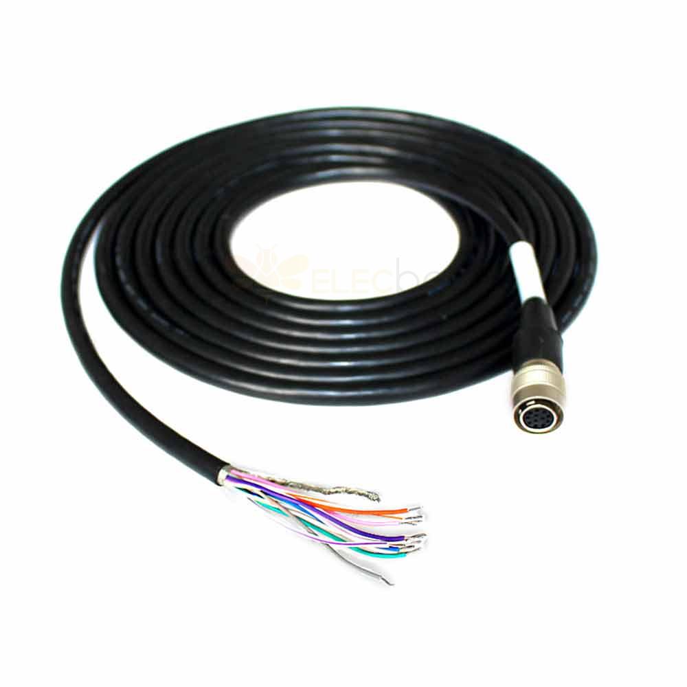 12-Core IO Trigger Cable for Industrial Cameras - Compatible with HR10A-10P-12S Hirose Cable with Power Adapter - 5 Meter Length