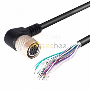 12-Core 90-Degree Right-Angle Bend IO Trigger Cable for Industrial Cameras - Compatible with HR10A-10P-12S Hirose Cable- 1Meter