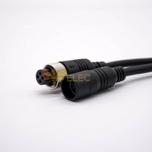 MINI DIN موصل كهربائي مستقيم أنثى 6 دبوس إلى GX12 4 Pin Snap Connection Cable PVC 300mm