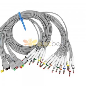 10 проводов для отведений ЭКГ, кабель «банан»