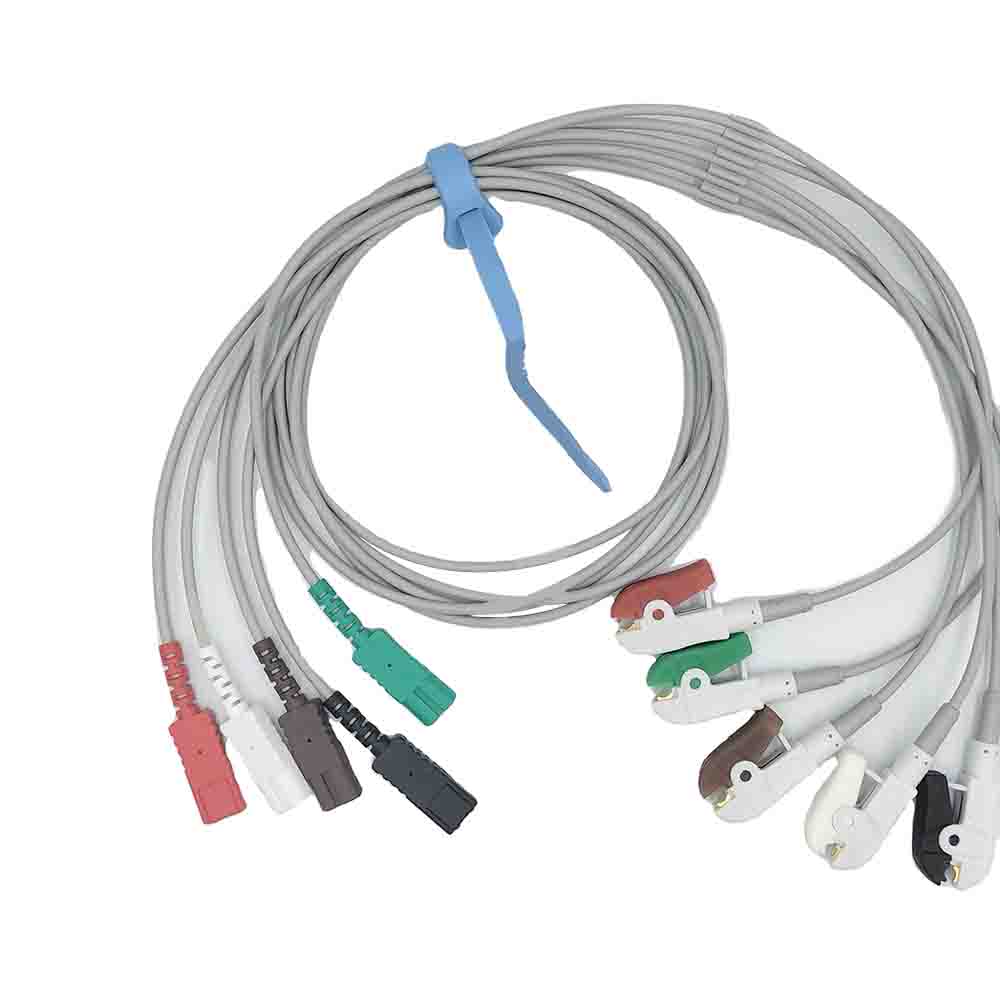 EKG Ekipmanı Klipsi Ekg Kablosu için 5 Klipsli Elektrot Kurşun Tel
