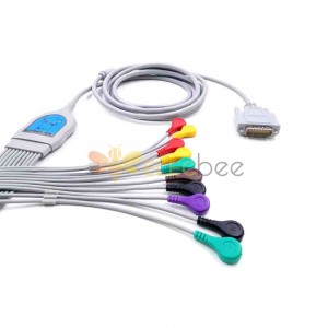 兼容Cardioline的心电图电缆一体式10导联NEC心电图电缆